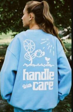 Mayfair Group x Sidewalk Flowers Handle Sweatshirt Women's M Blue Fleece Crew
